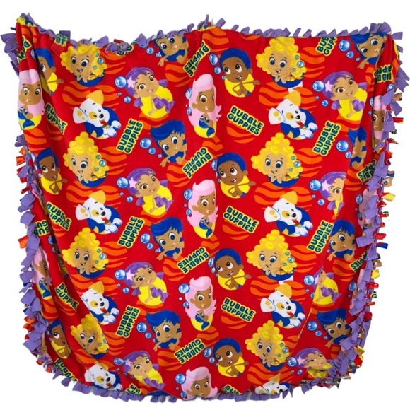 Bubble Guppies Handmade Double Sided Fleece Tie Blanket 50” x 40” - Picture 1 of 5